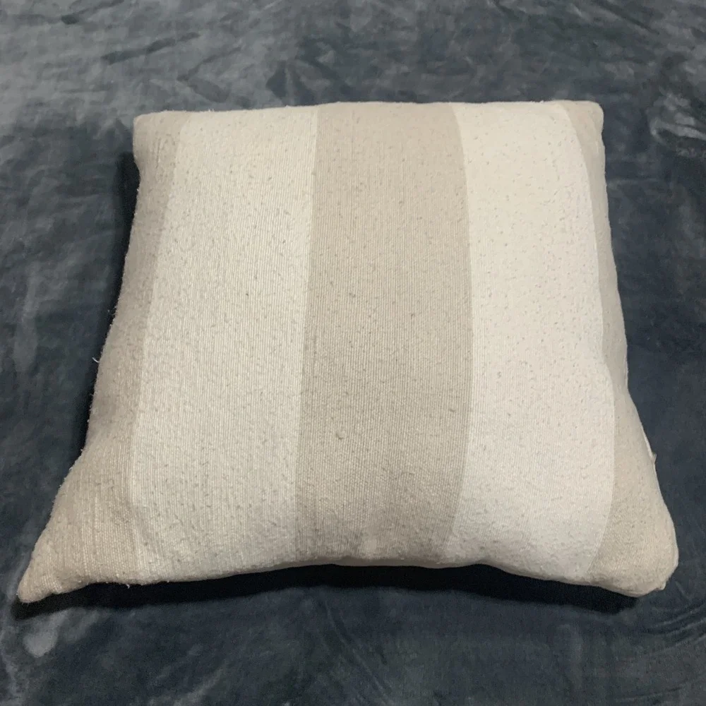 House of Cindy Striped Decorative Linen Throw Pillow Cream Beige Off-White 21x21